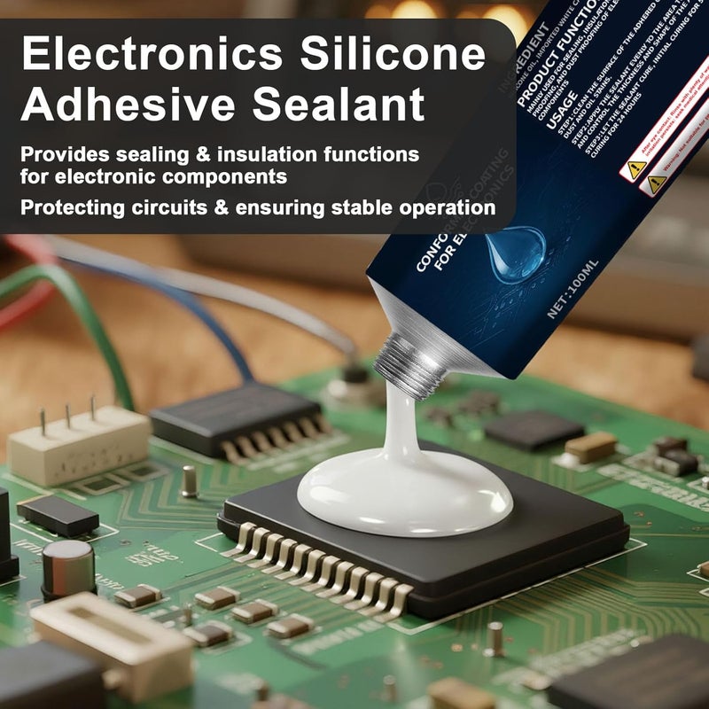 1DFAUL 200ml White Conformal Coating for Electronics, Silicone Conformal Coating Insulating Sealant, Waterproof, Dust& Moisture Resistant, for Reliable Electronic Components Protection - Image 2